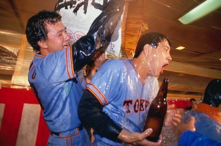 1989年の日本シリーズ優勝時のビールかけ　©Naoya Sanuki