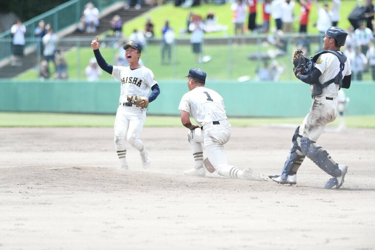 7月の島根大会決勝…最後の1球を投じた直後、マウンドに崩れ落ちた　©Kota Inoue