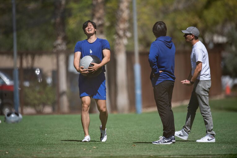ドジャースのスプリングキャンプ、大谷翔平のトレーニング風景　©Nanae Suzuki