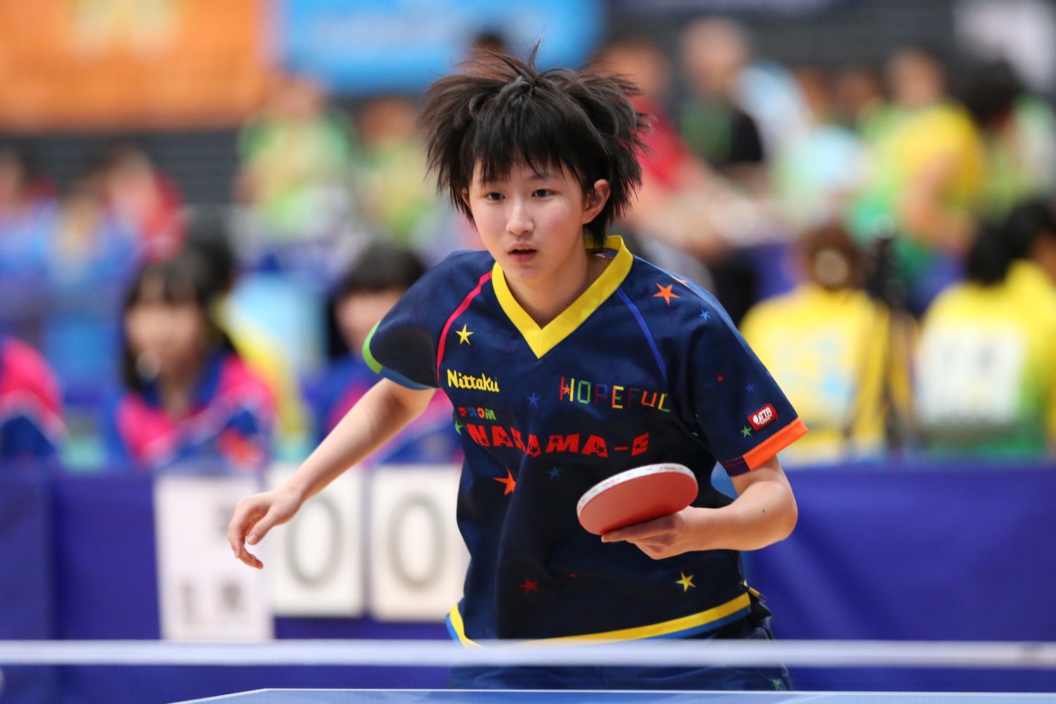 全国中学校卓球大会の団体戦で登場した早田　©AFLO