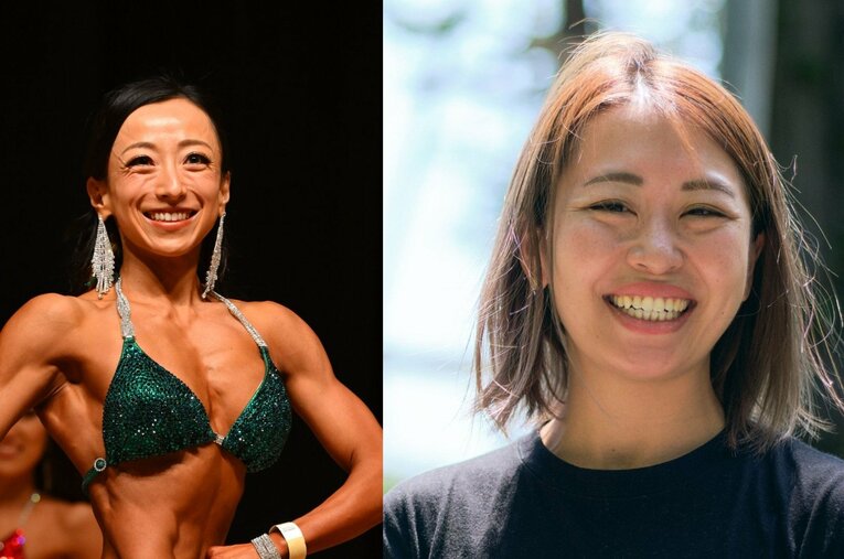 バキバキの筋肉が話題になったカーリングの藤澤五月選手（左）とトレーナーのマムシ〇口子（まむしまるくちこ）さん ／ photograph by 左：FWJ提供／右：Yuki Suenaga