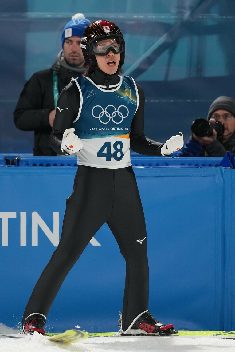 男子ノーマルヒルの2本目、二階堂蓮の大ジャンプ（6枚目／全10枚） ©Tutomu Kishimoto / JMPA