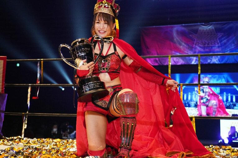 9月25日に開催されたスターダムの5★STAR GP優勝決定戦に勝利した朱里 ／ photograph by Essei Hara