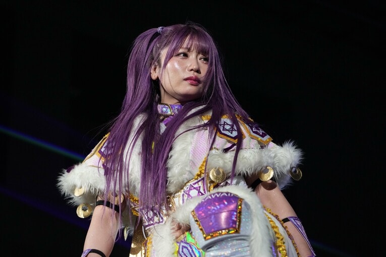 ジュリアとのラストマッチに姿を見せた中野たむ　©Essei Hara