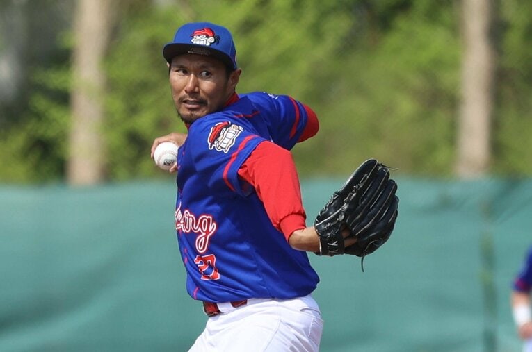 「松坂世代」の久保康友は43歳のいまもドイツで現役を続ける。欧州での野球の普及にも興味を持っているという ／ photograph by AFLO