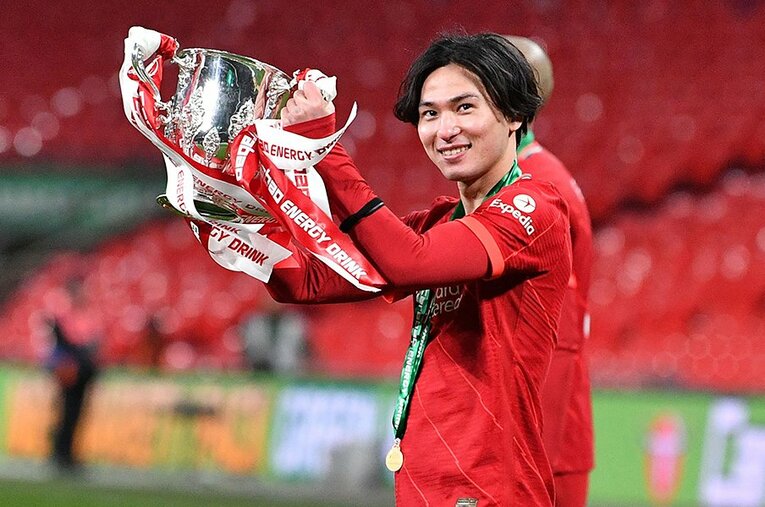 FA杯、リーグ杯とカップ戦では結果を残している南野拓実。リバプールでの現状は“有能な控え”としての役割である ／ photograph by AFP/AFLO