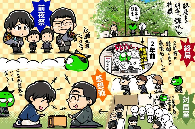 名人戦第1局取材イラスト（全3枚中の2枚目）©Junsei Chida