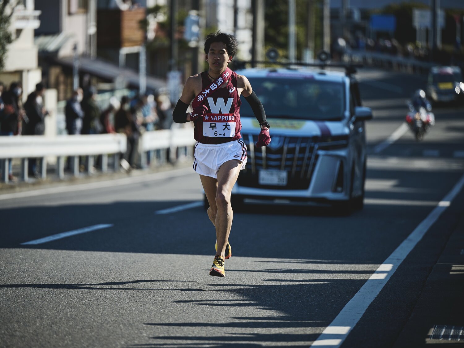 1年生ながら冷静な走りを見せていた早大の石塚陽士(4区) ©Yuki Suenaga