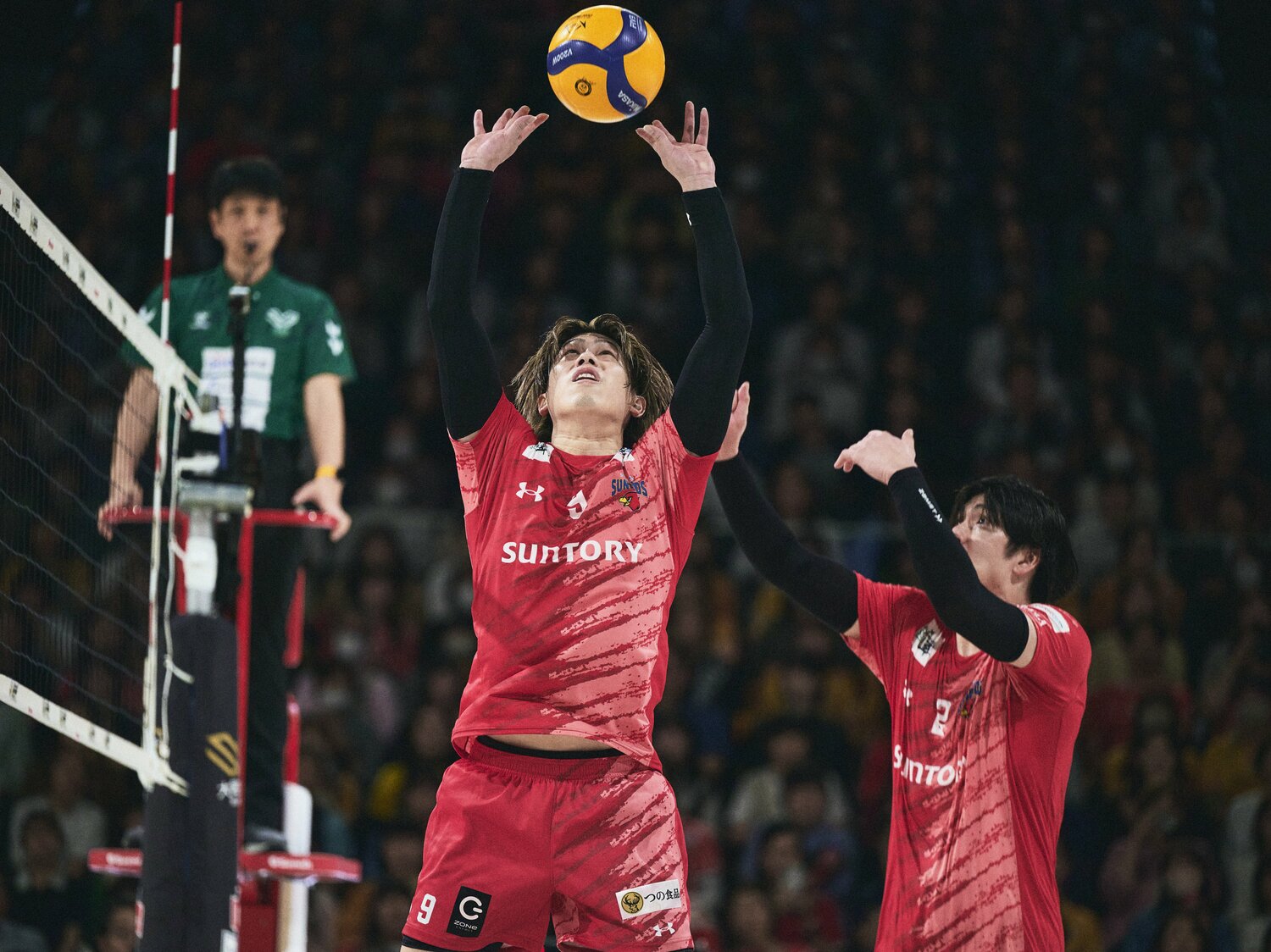 ミドルブロッカー佐藤謙次への信頼を口にした大宅　©︎Yuki Sueanaga