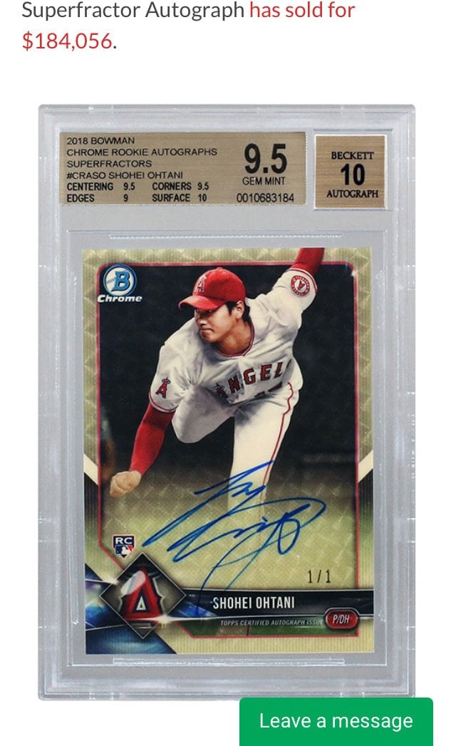 topps bowman chrome 2018 大谷翔平 ルーキーカード 【驚きの値段で