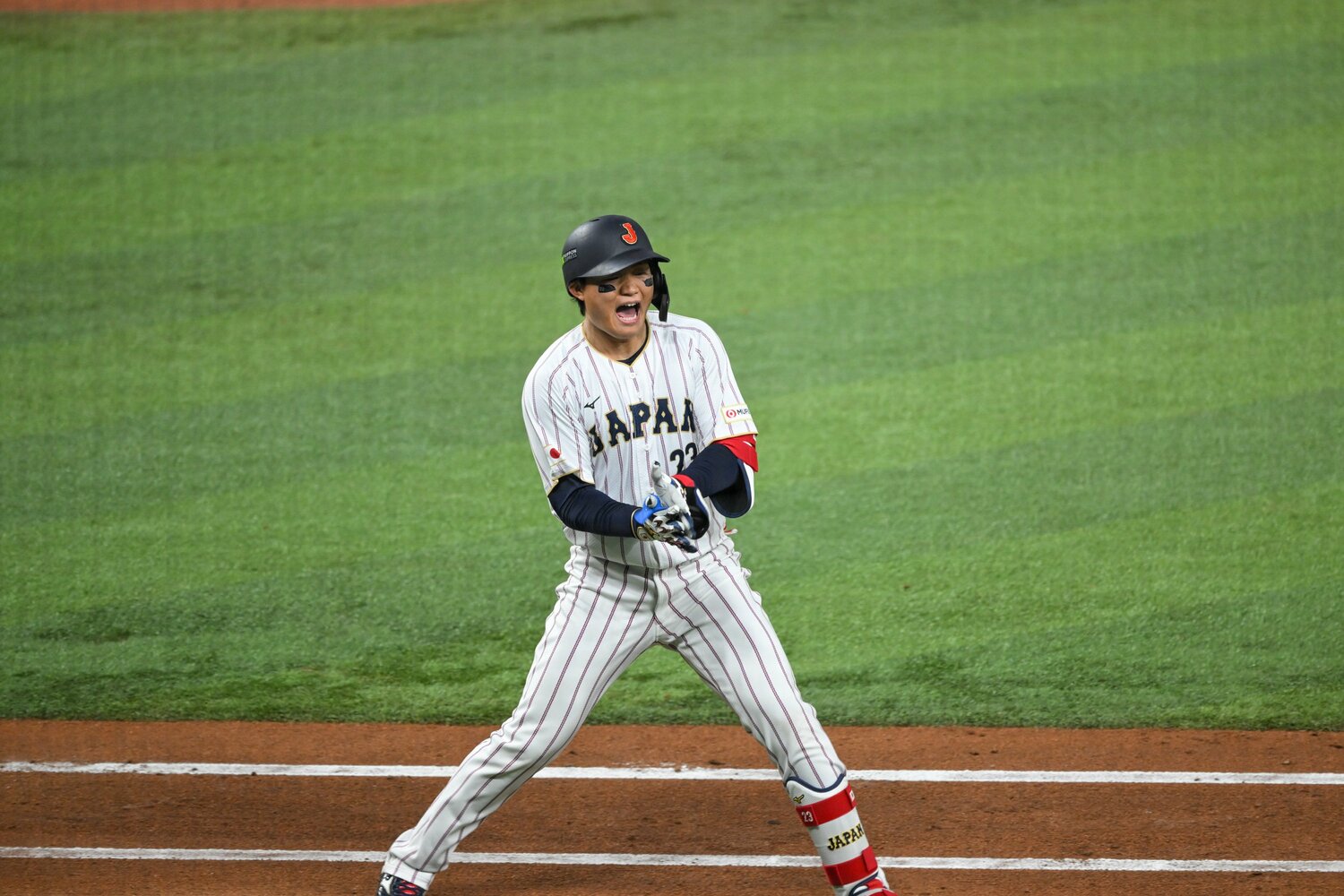 WBCベネズエラ戦の4回に逆転の3ランを放った森下翔太　©️Nanae Suzuki