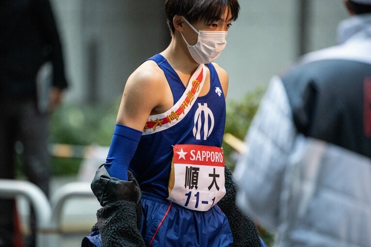 1区三浦龍司（順天堂大）は1時間3分31秒で区間10位に　©Nanae Suzuki