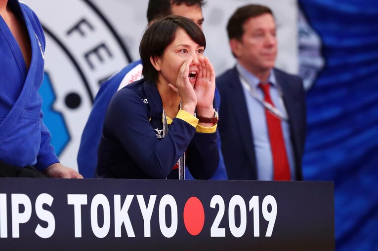 2019年世界柔道での藤井監督©Naoki Nishimura/AFLO