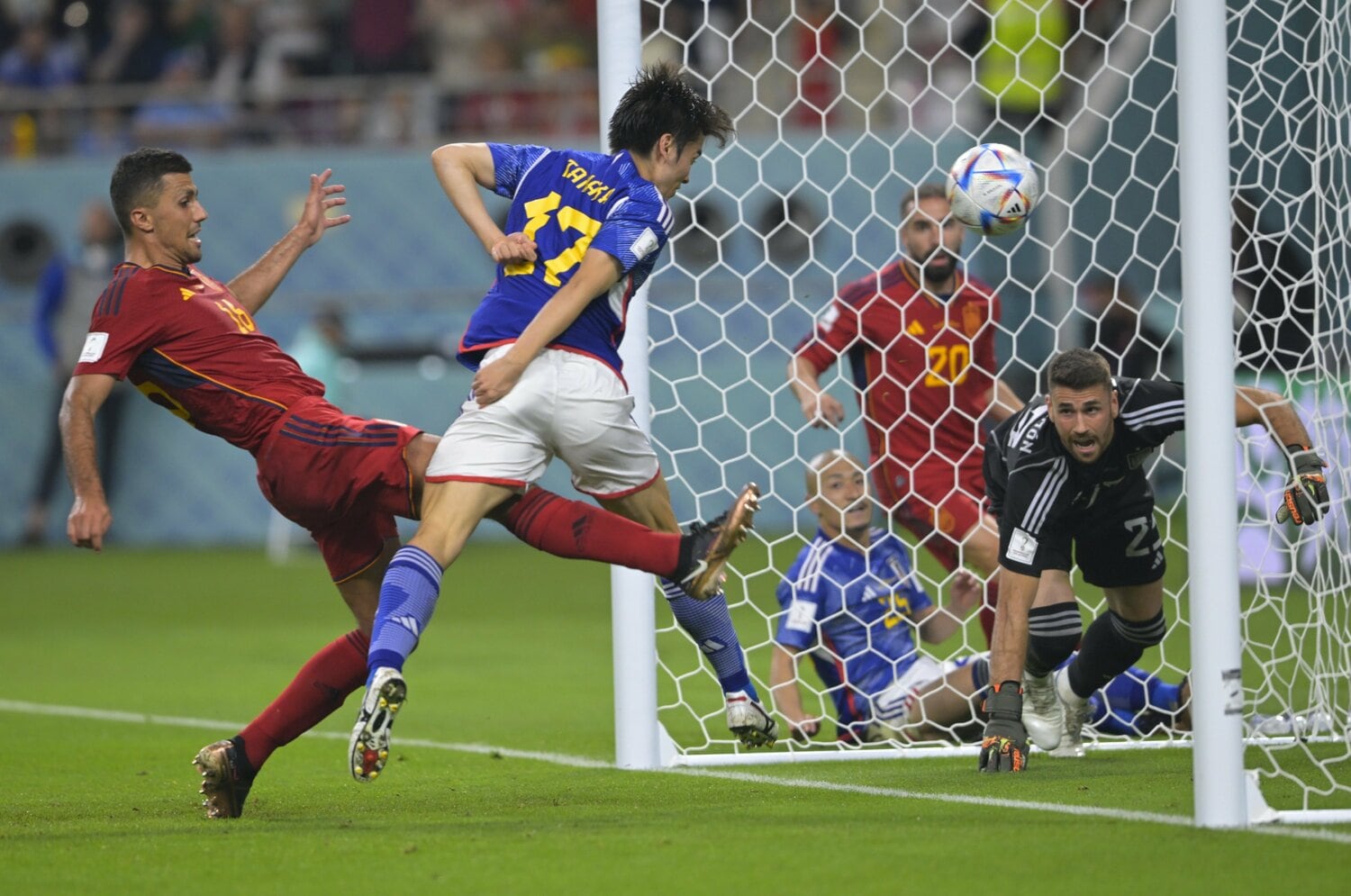 カタールW杯スペイン戦、「三笘の1ミリ」から決勝点を決めた田中碧　©Koki Nagahama/JMPA