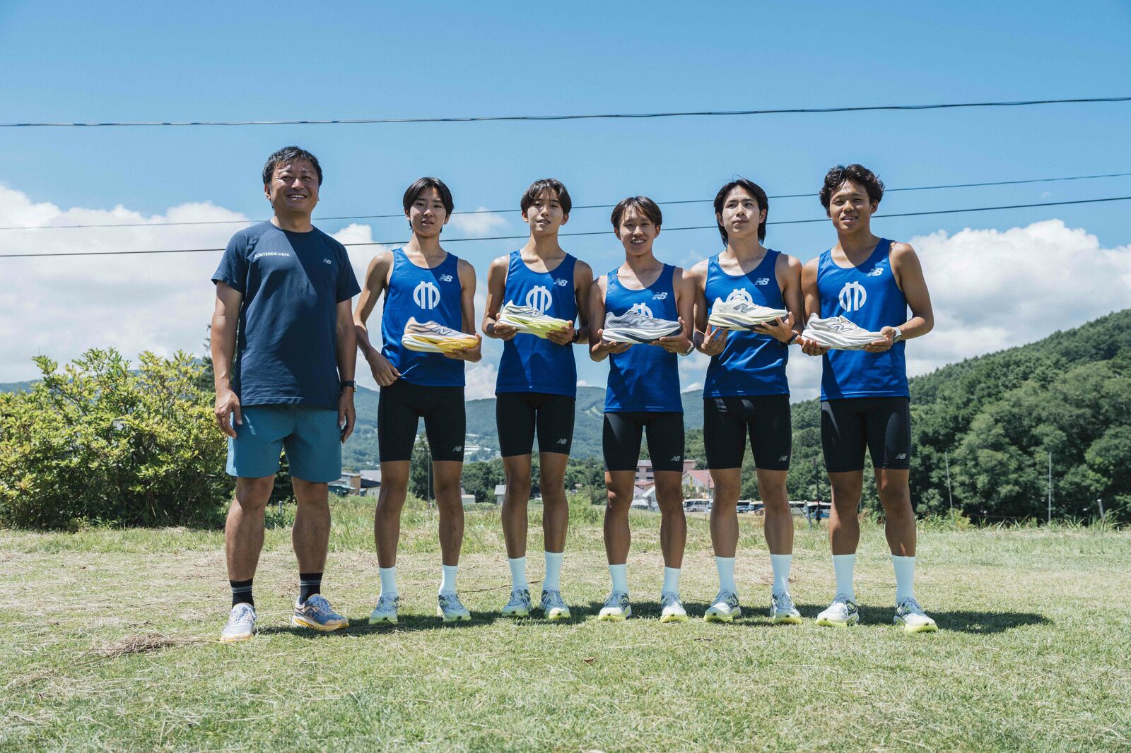 菅平で行われたニューバランスのイベントにて長門監督(左)らと