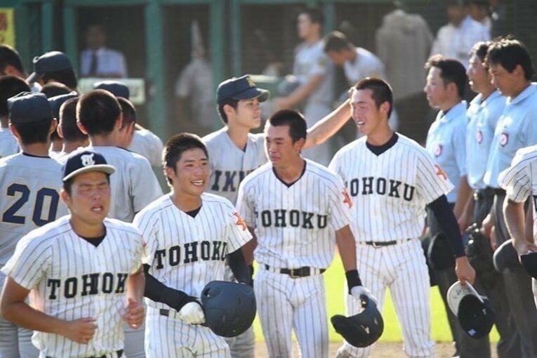 2019年夏の宮城大会決勝で仙台育英に10―15で敗れた東北高。西田陸浮は副主将として持ち前の明るさを発揮した（写真提供=石森健大さん）