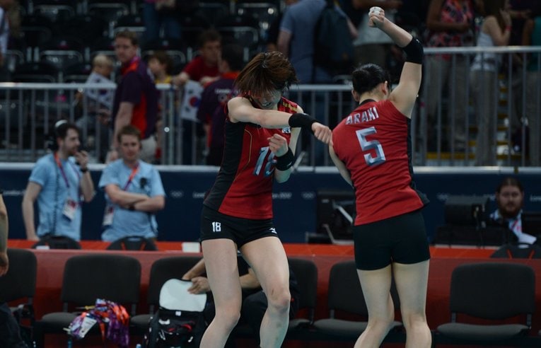 ロンドン五輪でガッツポーズを見せる木村と荒木　©︎JMPA