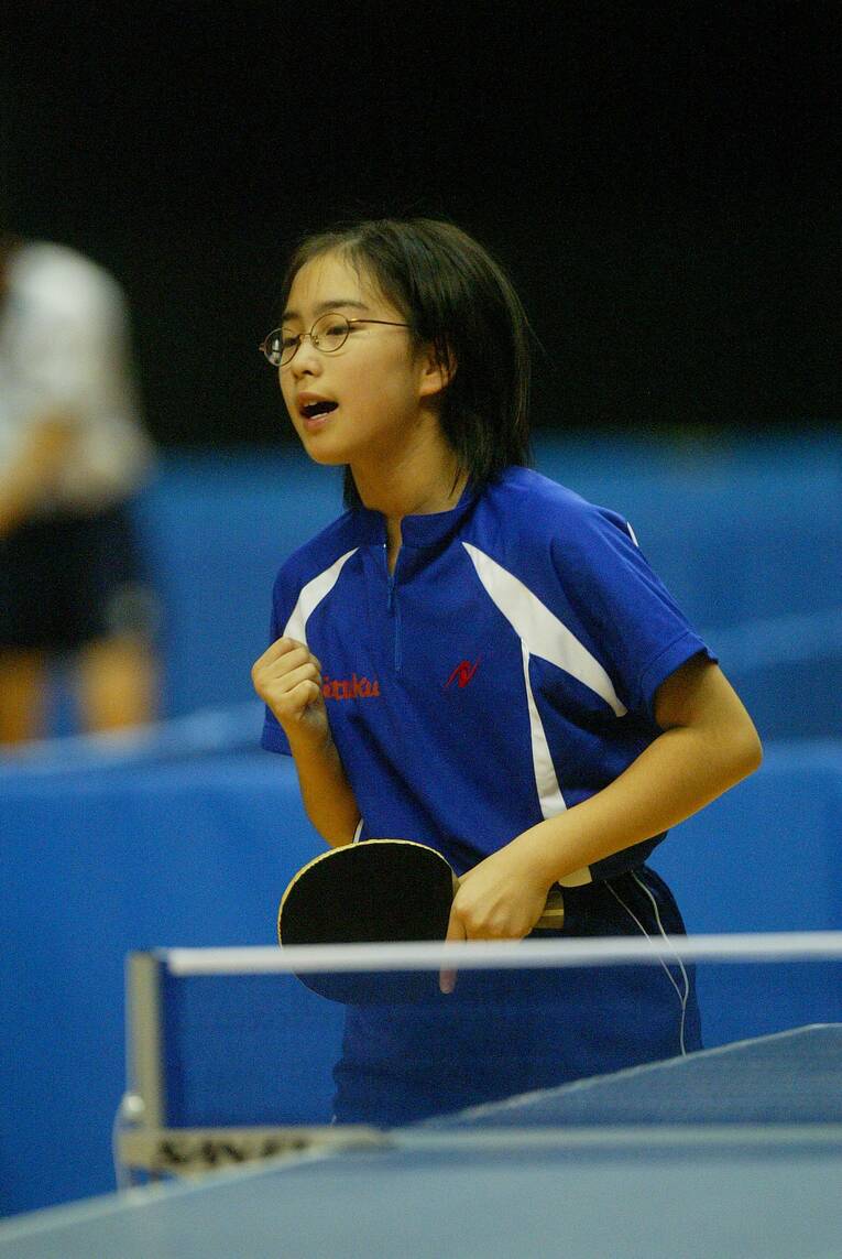 小6で出場した2005年の全日本選手権（女子シングルス）。高校生と大学生を破り3回戦に進出　©AFLO