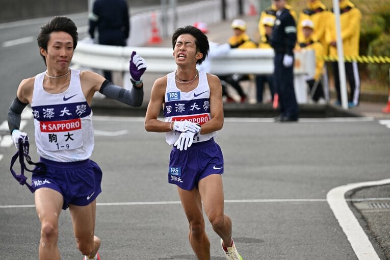 8区を走った赤星、昨年はトップを快走も今年は首位の背中が遠いままの苦しい走りに。京都出身のしっかり者は徳島の名門企業へ就職　©Naoya Sanuki