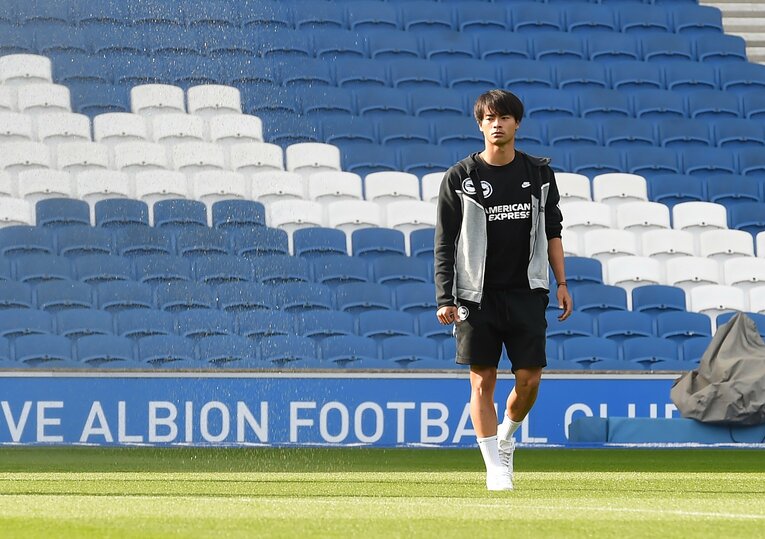 リバプール戦試合前の表情。約2カ月間で12試合に出場した　©AFLO