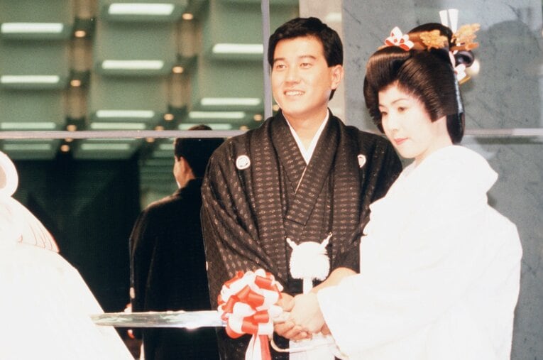 1986年11月27日、巨人・原辰徳の結婚式（東京・千代田区の赤坂プリンスホテル）　©JIJI PRESS