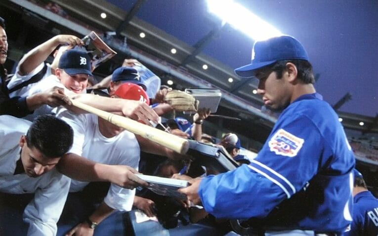 ドジャース時代。トルネード旋風をアメリカで巻き起こし、「ノモマニア」を生んだ　©Kazuaki Nishiyama