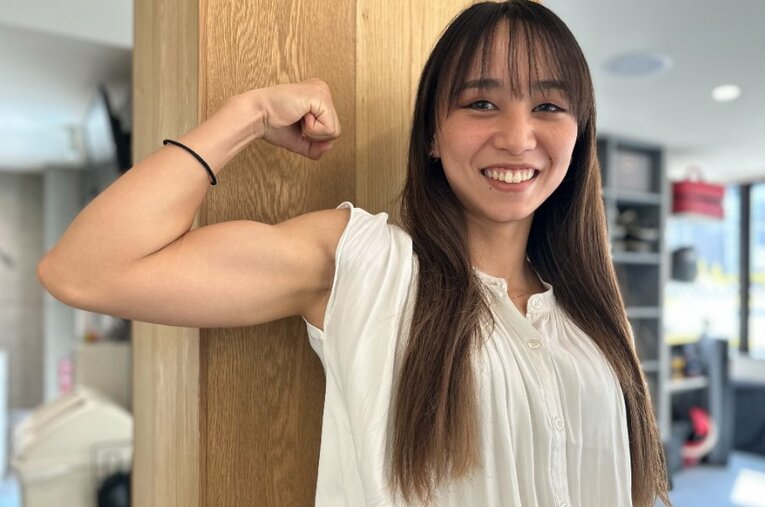 K-1女子アトム級王座を目指す松谷綺は現在大学2年生 ／ photograph by Norihiro Hashimoto