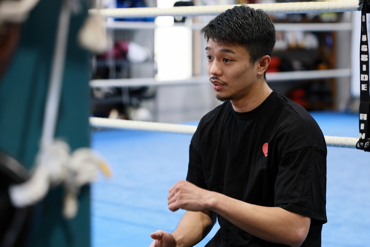 西田との王座統一戦を振り返る中谷 ©︎Shigeki Yamamoto