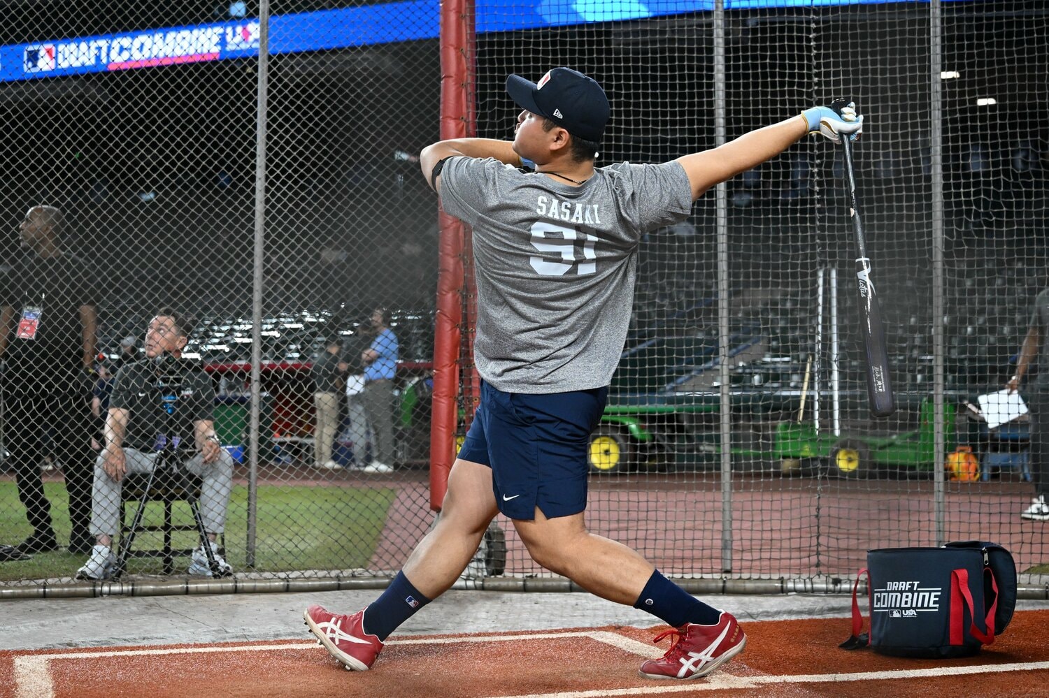 MLBドラフト会議の約3週間前のイベントで圧倒的なパワーを見せつけていた佐々木麟太郎 ©Getty Images