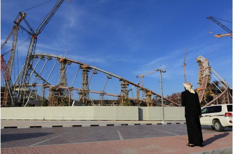 カタールW杯会場の建設現場（2016年撮影）©Getty Images