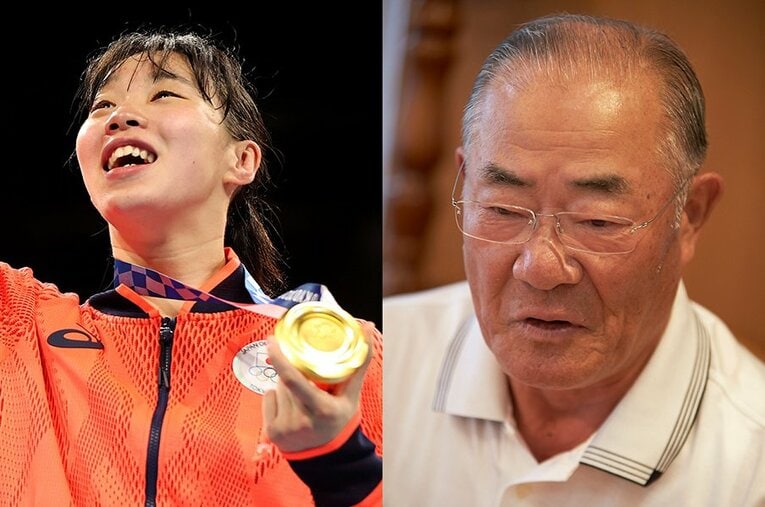 入江聖奈（左）の金メダル獲得を報じた際、「こんな競技を好きな人、いるんだ」などと発言した張本勲氏 ／ photograph by Getty Images(L),Tadashi Shirasawa(R)
