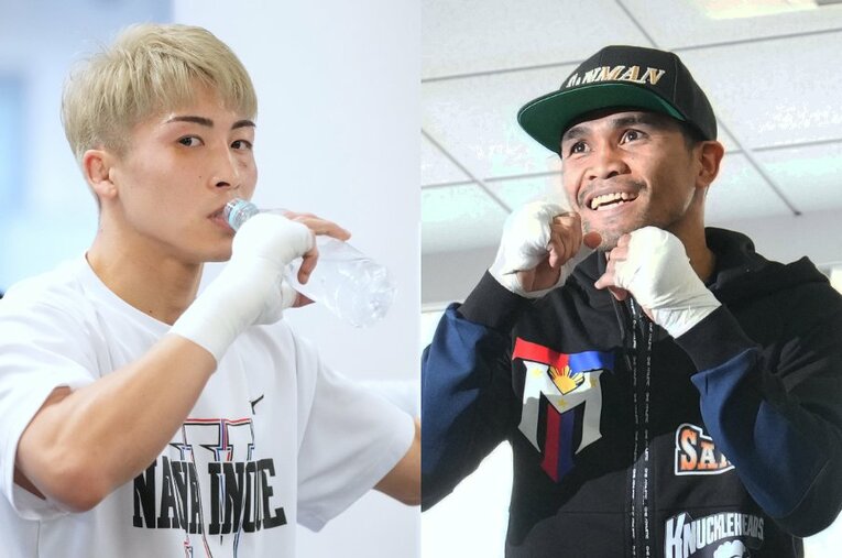 公開練習での井上尚弥とマーロン・タパレス。“パンチを予見する男”と称されるカメラマンの福田直樹氏が、両者の戦力差を分析する ／ photograph by Naoki Fukuda