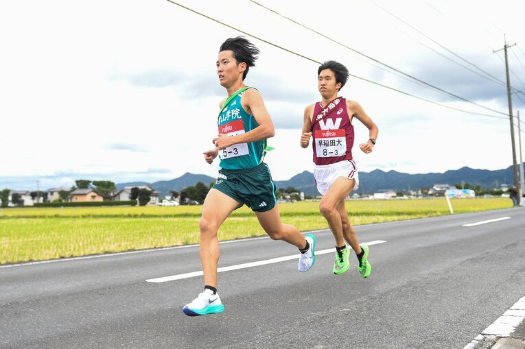 エース区間の3区に起用されたのは1万ｍ27分台ランナーの石塚。青学大などに抜かれるなど不完全燃焼　©Nanae Suzuki