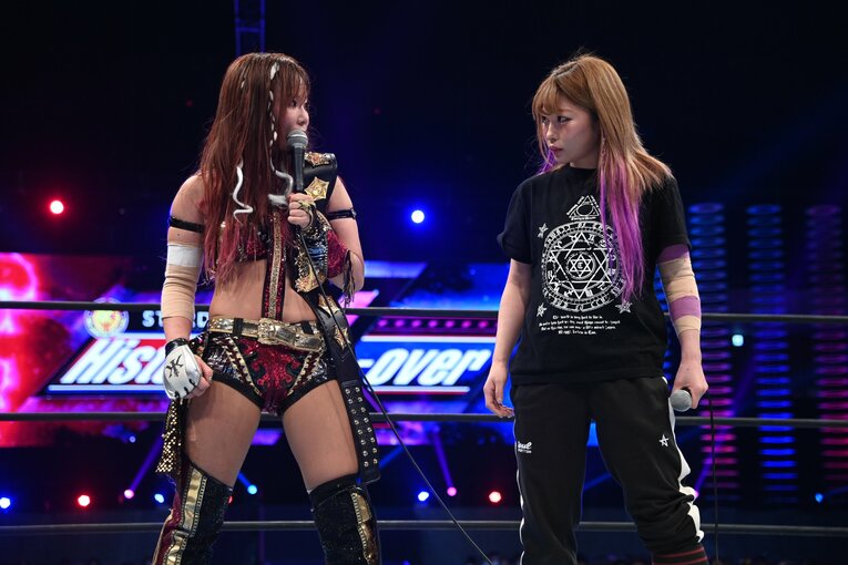 岩谷戦後、リング上で中野たむが挑戦表明　©新日本プロレス