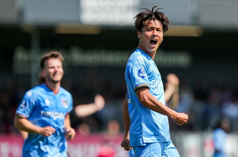 オランダ移籍1年目で公式戦6ゴールをマークした佐野航大（NEC）。アメリカ遠征を足がかりに、パリ五輪代表に滑り込むことができるか ／ photograph by Getty Images