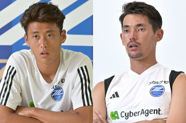 FC町田ゼルビアのCB藤原優大（21歳、写真左）／GKポープ・ウィリアム（28歳） ／ photograph by Hideki Sugiyama