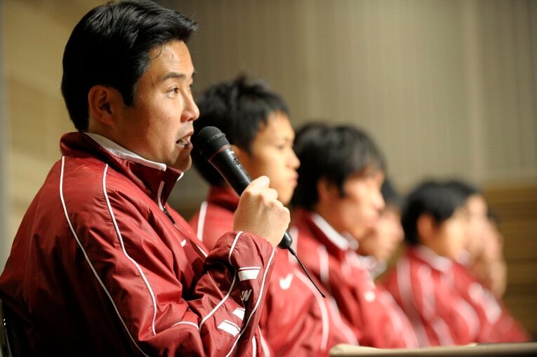 大学駅伝三冠を達成した早稲田大学の渡辺康幸監督　©Shigeki Yamamoto