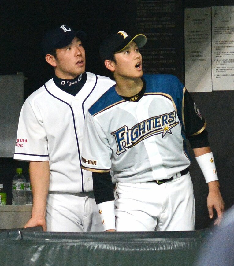 2013年オールスターでの菊池と大谷　©JIJI PRESS
