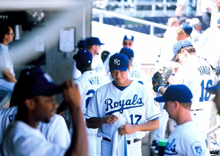 2000年、ロイヤルズ時代。2000年には32試合の登板中29試合に先発、メジャーで自身最多の8勝を挙げている。　©Kazuaki Nishiyama