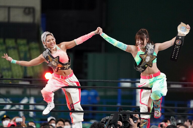 昨年9月5日、ジュリアと朱里の「アリカバ」は新日本プロレスの西武ドーム大会に登場