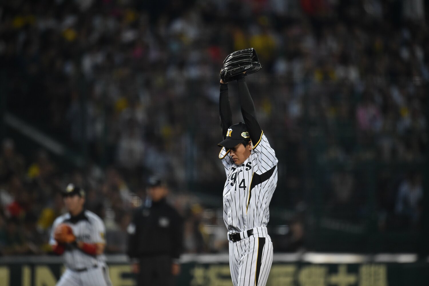 甲子園のマウンドに立つ阪神時代の能見（2014年）　©Hideki Sugiyama