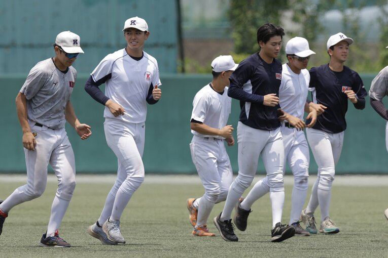 慶大の練習で。清原正吾の様子（今年6月の取材時撮影） ©Shigeki Yamamoto