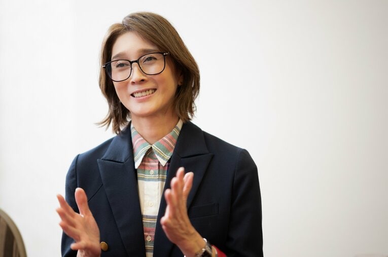 バレーボール日本代表として活躍した益子直美さん。プライベートでは、2006年に自転車ロードレーサーの山本雅道さんと結婚した ／ photograph by Shiro Miyake