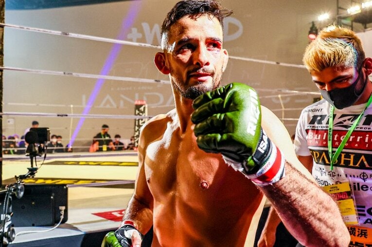 5月5日の「RIZIN LANDMARK vol.3」にて萩原京平にバックチョークで勝利したクレベル・コイケ ／ photograph by RIZIN FF Susumu Nagao