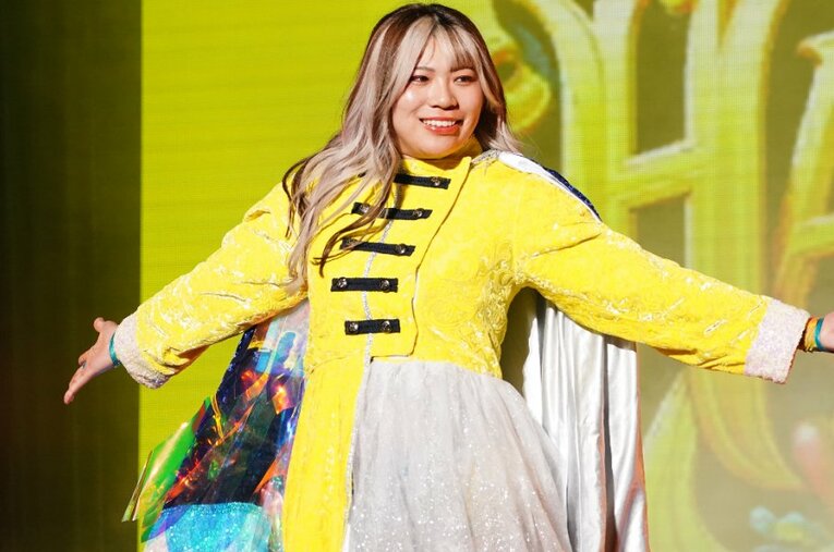 安納サオリが持つワンダー・オブ・スターダム王座に挑戦した羽南（19歳） ／ photograph by Essei Hara