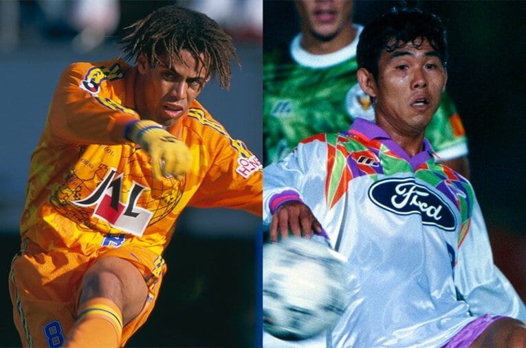 現役時代の三都主アレサンドロと森保一。現日本代表監督とマッチアップした三都主が、ピッチ内外で見た素顔とは ／ photograph by Kazuaki Nishiyama