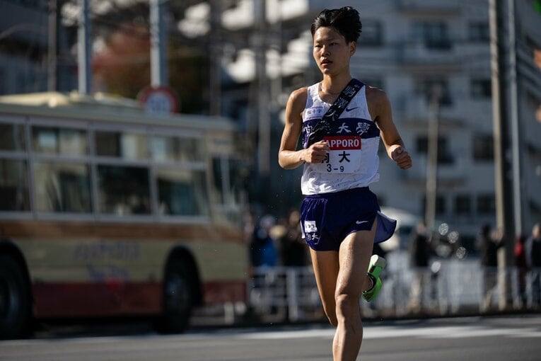 9区・山野力。主将を務め、駒大としては初の大学駅伝3冠に輝いた　©Nanae Suzuki