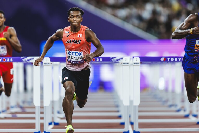 【東京世界陸上】110mハードル予選を走る村竹ラシッド（JAL）　©Kiichi Matsumoto