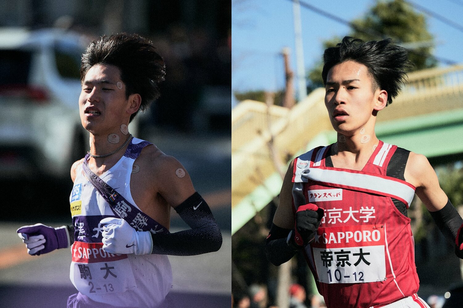 四枚目の駒大主将・山川（左）と帝京大の島田は今大会は苦しい状況で力走を見せた　©Yuki Suenaga(2)