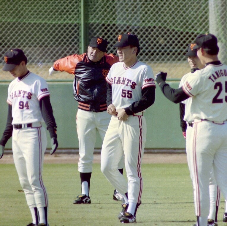 監督に復帰した1993年の春季キャンプ。大物ルーキー・松井秀喜の姿も　©︎Sankei Shimbun